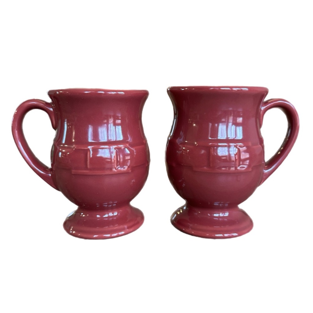 Longaberger Vitrified Pottery Woven Traditions Latte Mug in Paprika set of 2